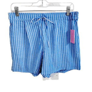 Riley & Rae Women's M Pull On Mid Rise Casual Shorts Blue White Stripe Nautical
